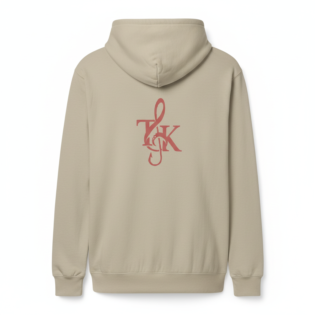 Sand hoodie back mockup with logo