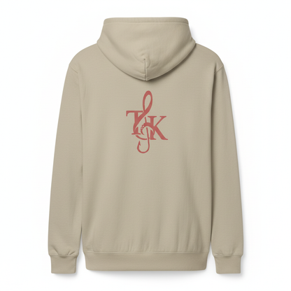 Sand hoodie back mockup with logo