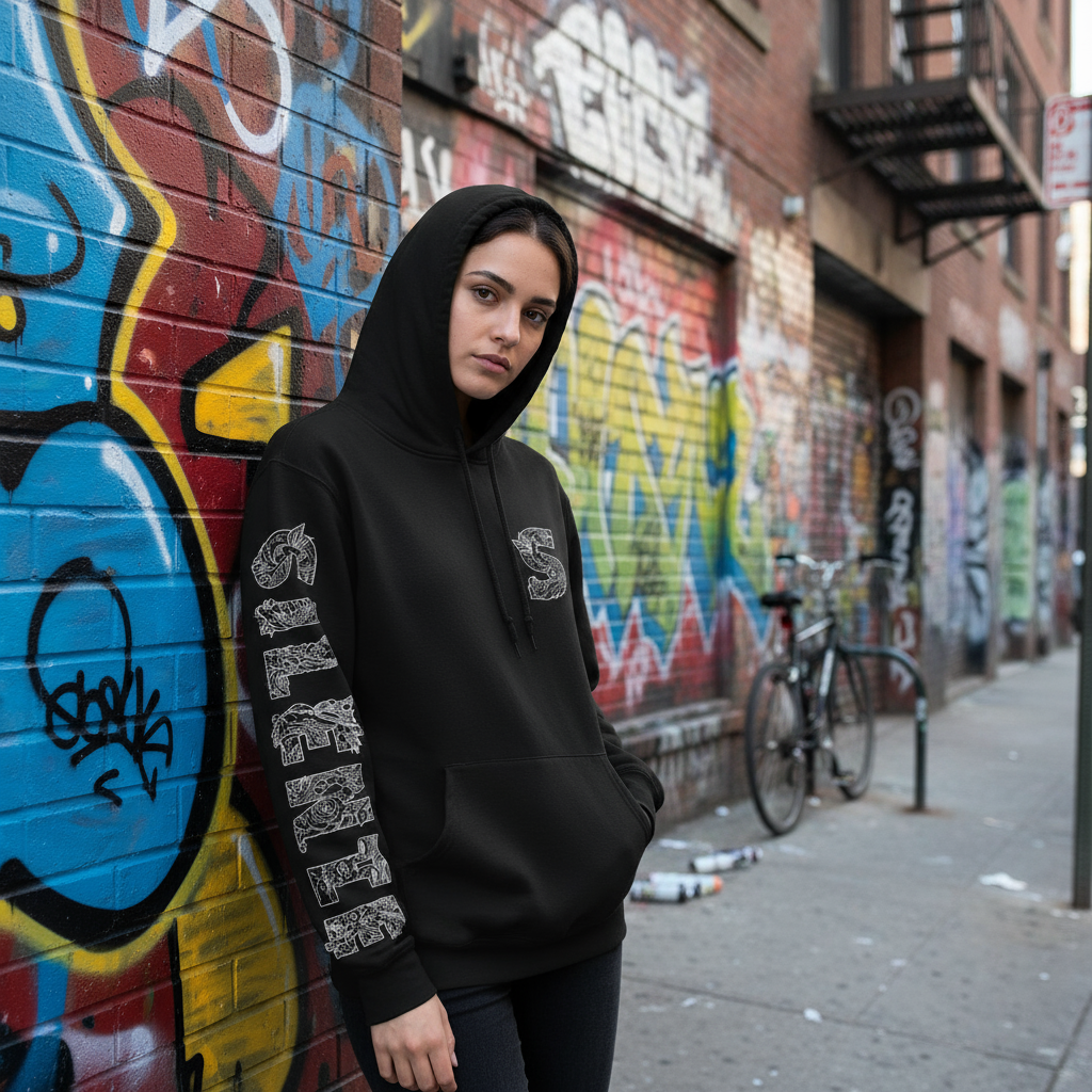 Silente crna Hudica Urban Street Mockup