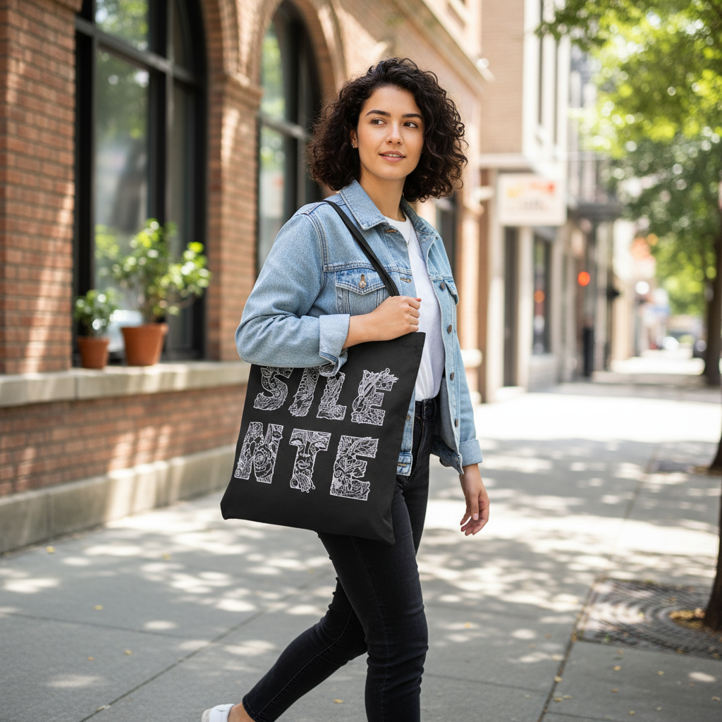 Silente platnena torba (Tote bag) Logo Realistic Mockup