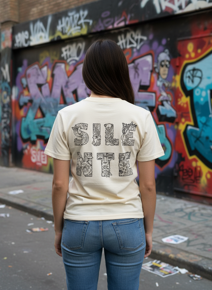 Silente T-Shirt Cream Back View Urban Mockup
