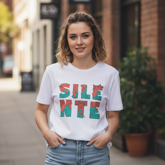 Silente T-shirt logo bijela Realistic Mockup