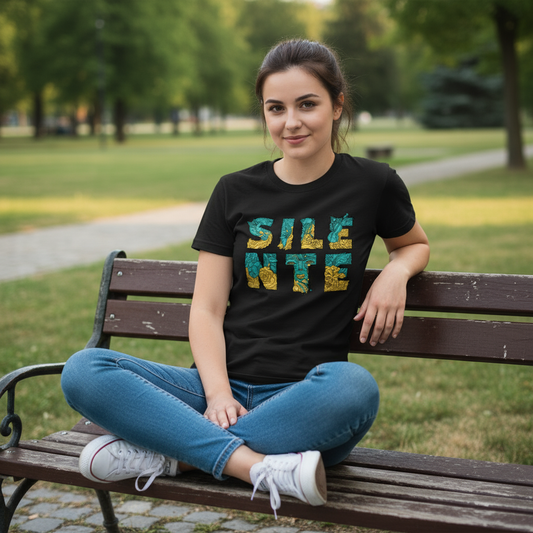 Silente T-shirt Logo crna Realistic Mockup