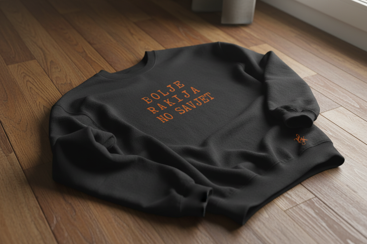 Sweater on wooden floor mockup